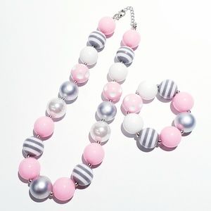 Chunky Bubblegum Necklace and Bracelet Set